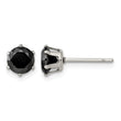 Stainless Steel Polished 6mm Black Round CZ Stud Post Earrings - Birthstone Company