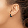 Stainless Steel Black IP-plated Round Hinged Hoop w/ Cross Earrings - Birthstone Company