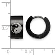 Stainless Steel Yin Yang Black IP Plated Hinged Hoop Earrings - Birthstone Company