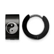 Stainless Steel Yin Yang Black IP Plated Hinged Hoop Earrings - Birthstone Company