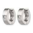 Stainless Steel CZ Brushed Hinged Hoop Earrings - Birthstone Company