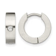 Stainless Steel CZ Brushed Hinged Hoop Earrings - Birthstone Company