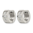 Stainless Steel CZ Cross Brushed & Polished Hinged Hoop Earrings - Birthstone Company