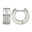 Stainless Steel CZ Cross Brushed & Polished Hinged Hoop Earrings - Birthstone Company