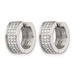 Stainless Steel CZ Stones Brushed & Polished Hinged Hoop Earrings - Birthstone Company
