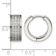 Stainless Steel CZ Stones Brushed & Polished Hinged Hoop Earrings - Birthstone Company