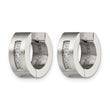 Stainless Steel CZ Brushed & Polished Round Hinged Hoop Earrings - Birthstone Company
