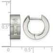 Stainless Steel CZ Brushed & Polished Round Hinged Hoop Earrings - Birthstone Company