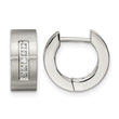 Stainless Steel CZ Brushed & Polished Round Hinged Hoop Earrings - Birthstone Company