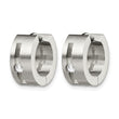 Stainless Steel CZ Brushed & Polished Round Hinged Hoop Earrings - Birthstone Company
