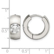 Stainless Steel CZ Brushed & Polished Round Hinged Hoop Earrings - Birthstone Company