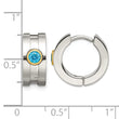 Stainless Steel Teal CZ & Yellow-plated Hinged Hoop Earrings - Birthstone Company