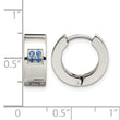 Stainless Steel Blue CZ Brushed & Polished Hinged Hoop Earrings - Birthstone Company