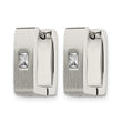 Stainless Steel CZ Brushed & Polished Square Hinged Earrings - Birthstone Company