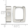 Stainless Steel CZ Brushed & Polished Square Hinged Earrings - Birthstone Company