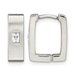 Stainless Steel CZ Brushed & Polished Square Hinged Earrings - Birthstone Company