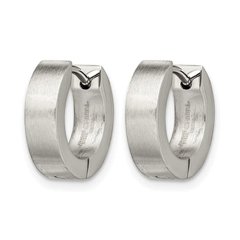 Stainless Steel Brushed & Polished Round Hinged Hoop Earrings - Birthstone Company