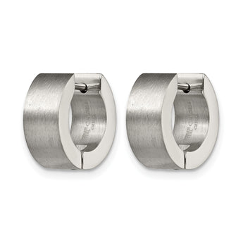 Stainless Steel Brushed Round Hinged Hoop Earrings - Birthstone Company