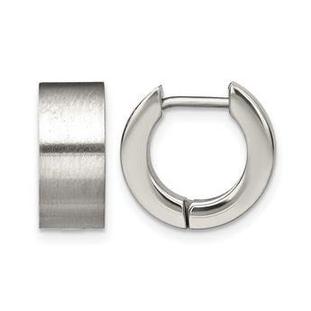 Stainless Steel Brushed Round Hinged Hoop Earrings - Birthstone Company