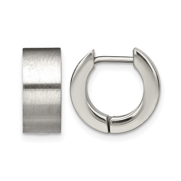 Stainless Steel Brushed Round Hinged Hoop Earrings - Birthstone Company