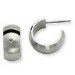 Stainless Steel Brushed Black Rubber w/ CZ Post Hoop Earrings - Birthstone Company