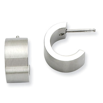 Stainless Steel Brushed & Polished Post Hoop Earrings - Birthstone Company