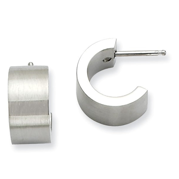 Stainless Steel Brushed & Polished Post Hoop Earrings - Birthstone Company