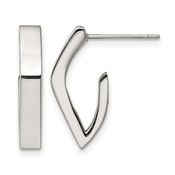 Stainless Steel Polished J Post Earrings - Birthstone Company