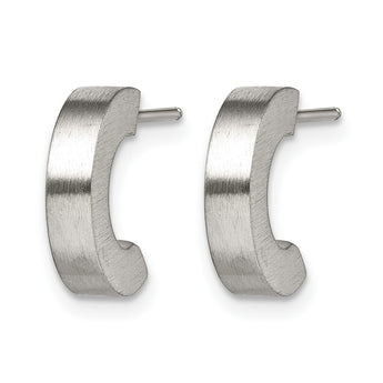 Stainless Steel Brushed Half Hoop Post Earrings - Birthstone Company