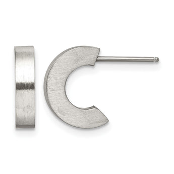 Stainless Steel Brushed Half Hoop Post Earrings - Birthstone Company