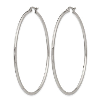 Stainless Steel Polished 60mm Hoop Earrings - Birthstone Company