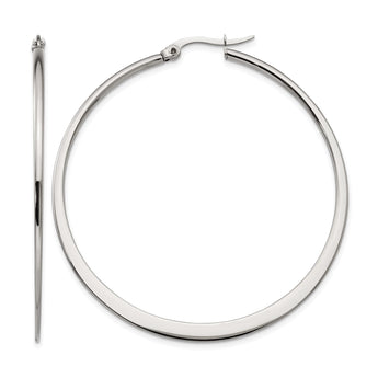 Stainless Steel Polished 50mm Hoop Earrings - Birthstone Company