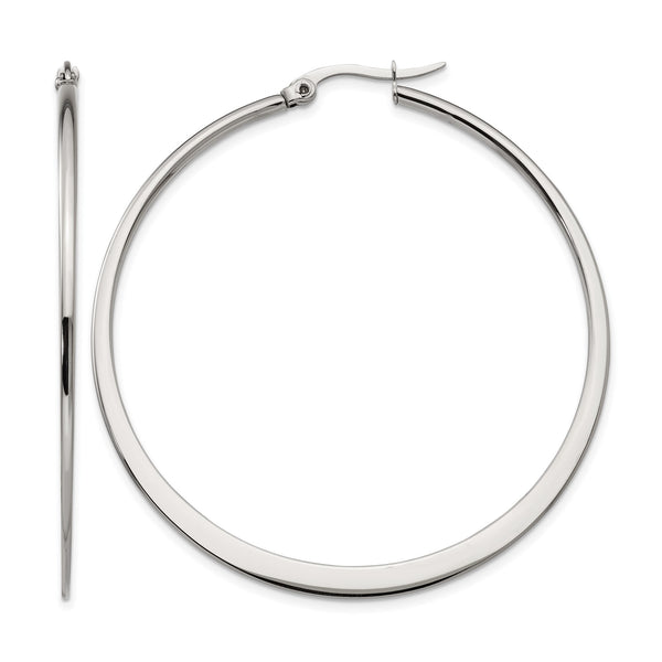 Stainless Steel Polished 50mm Hoop Earrings - Birthstone Company