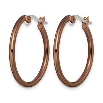 Stainless Steel Brown IP plated 26mm Hoop Earrings - Birthstone Company