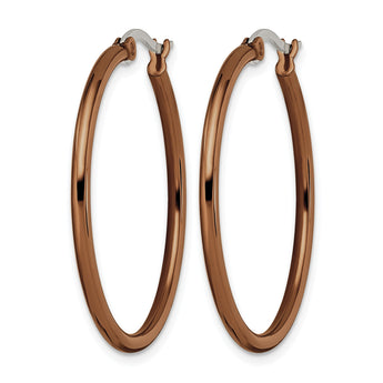 Stainless Steel Brown IP plated 32mm Hoop Earrings - Birthstone Company