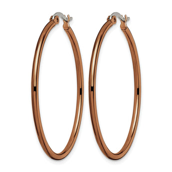 Stainless Steel Brown IP plated 40mm Hoop Earrings - Birthstone Company