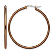 Stainless Steel Brown IP plated 40mm Hoop Earrings - Birthstone Company