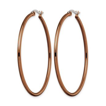 Stainless Steel Brown IP plated 48mm Hoop Earrings - Birthstone Company