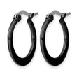 Stainless Steel Black IP plated 19mm Hoop Earrings - Birthstone Company