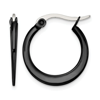 Stainless Steel Black IP plated 19mm Hoop Earrings - Birthstone Company