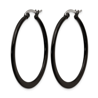 Stainless Steel Black IP plated 34mm Hoop Earrings - Birthstone Company
