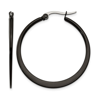 Stainless Steel Black IP plated 34mm Hoop Earrings - Birthstone Company