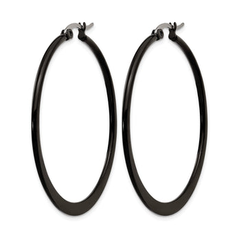Stainless Steel Black IP plated 43mm Hoop Earrings - Birthstone Company
