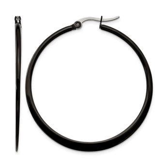 Stainless Steel Black IP plated 43mm Hoop Earrings - Birthstone Company