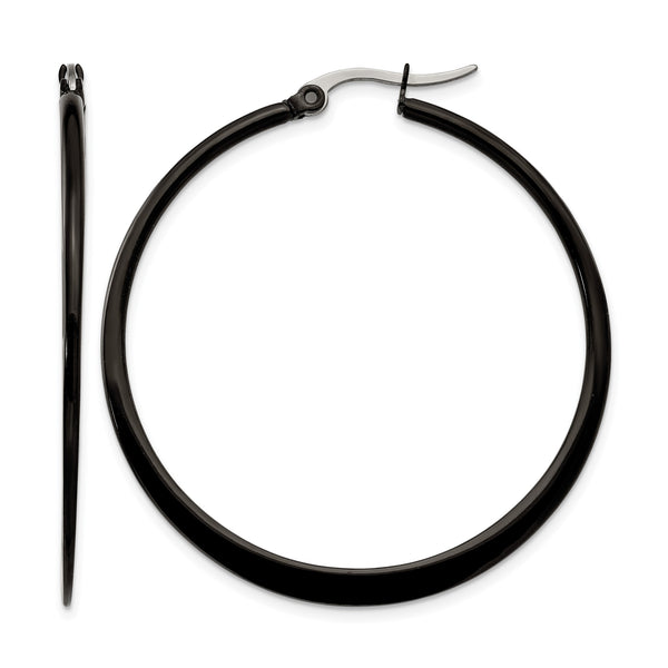 Stainless Steel Black IP plated 43mm Hoop Earrings - Birthstone Company