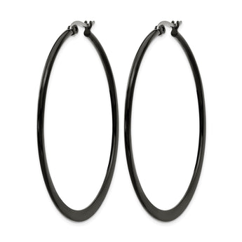Stainless Steel Black IP plated 55mm Hoop Earrings - Birthstone Company