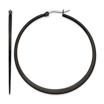 Stainless Steel Black IP plated 55mm Hoop Earrings - Birthstone Company