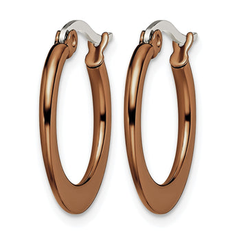 Stainless Steel Brown IP plated 19mm Hoop Earrings - Birthstone Company