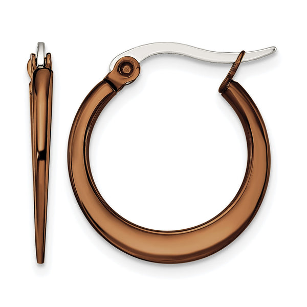 Stainless Steel Brown IP plated 19mm Hoop Earrings - Birthstone Company
