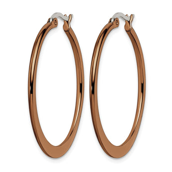Stainless Steel Brown IP plated 34mm Hoop Earrings - Birthstone Company